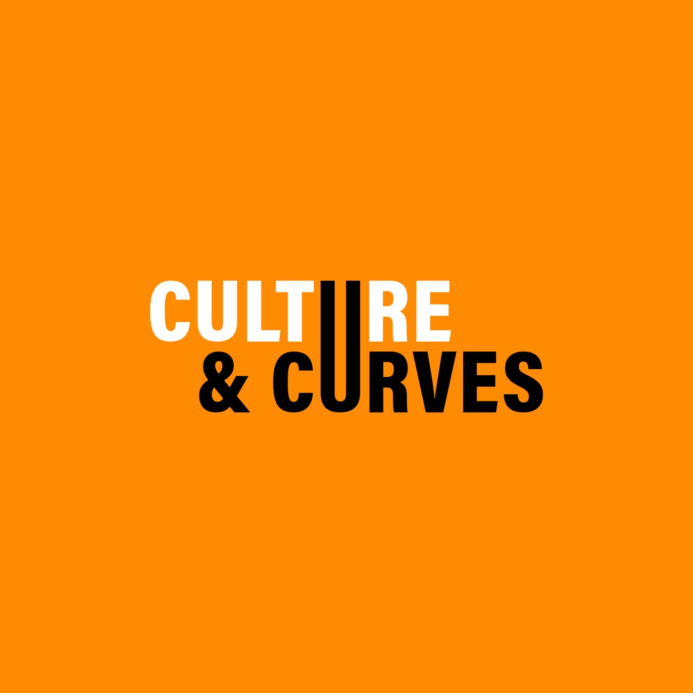 Culture & Curves orange, black and white podcast logo